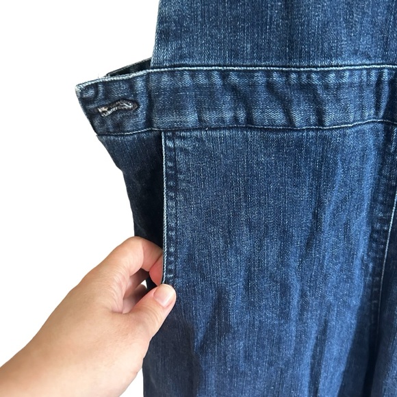 Loup Sz Small Dark Blue Denim Stretch Overalls Straight Leg Pockets - Picture 6 of 10